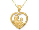 Mother and Child Open Heart Pendant Necklace in 14K Yellow Gold with Chain